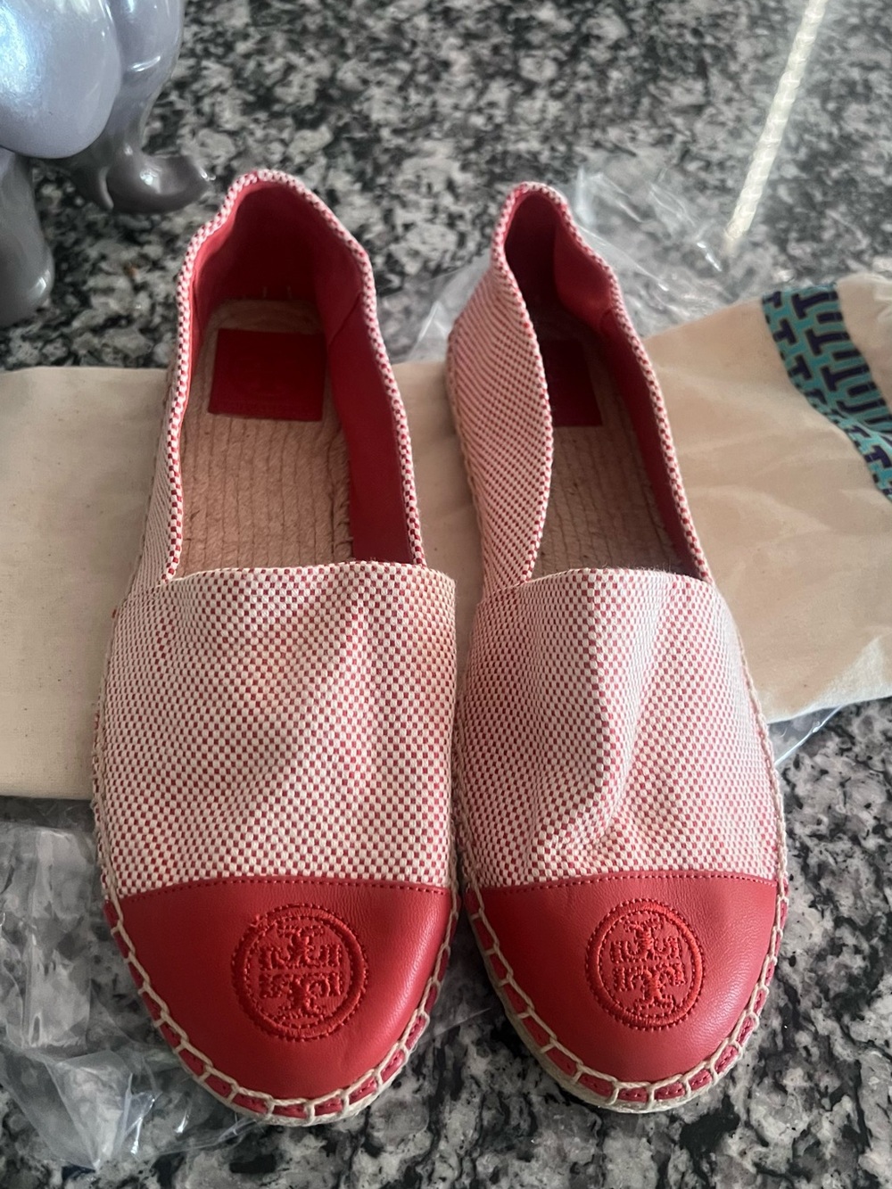 Tory Burch Red Canvas Espadrilles with Red Logo Cap